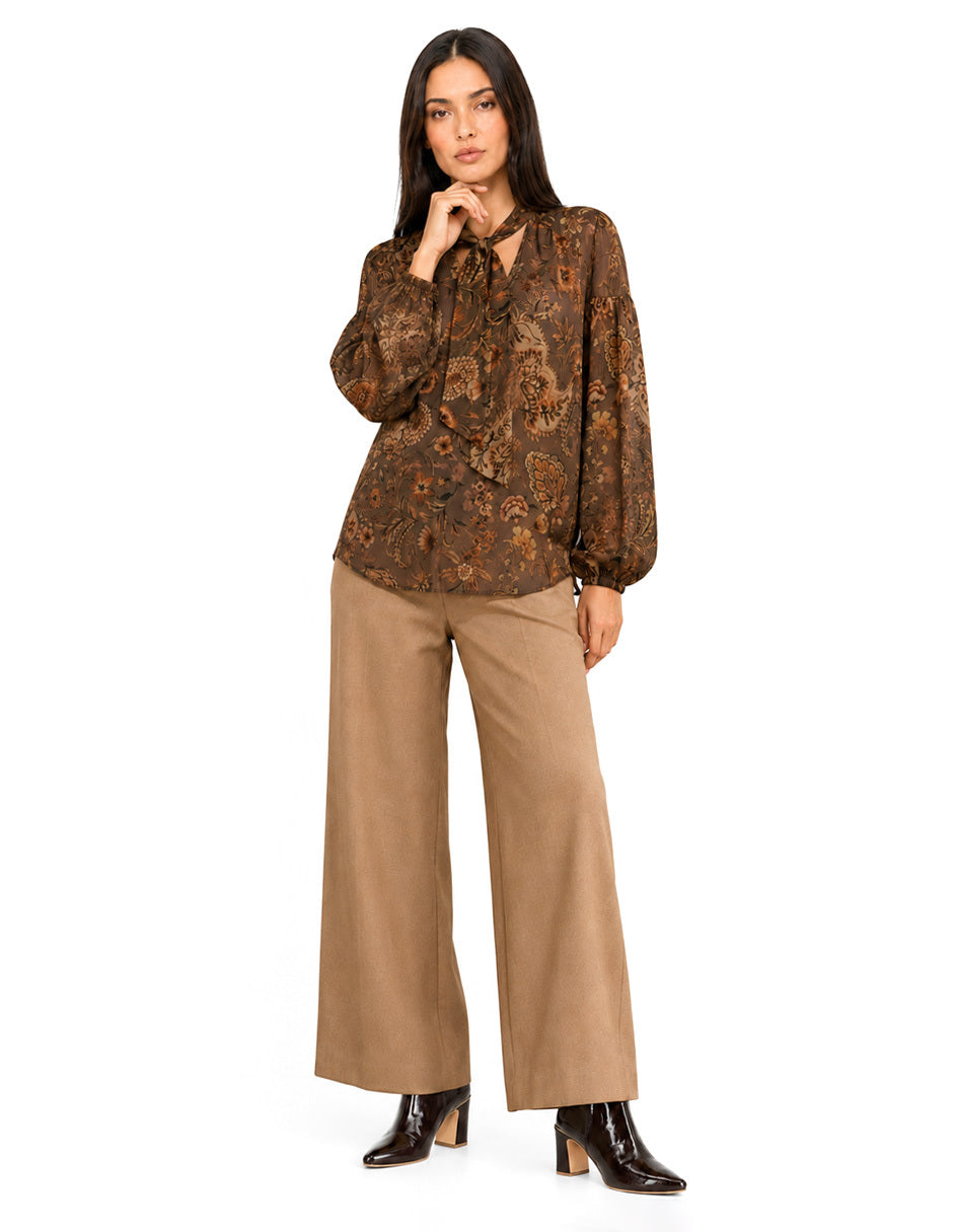 Blusa Café Estampada Andreina