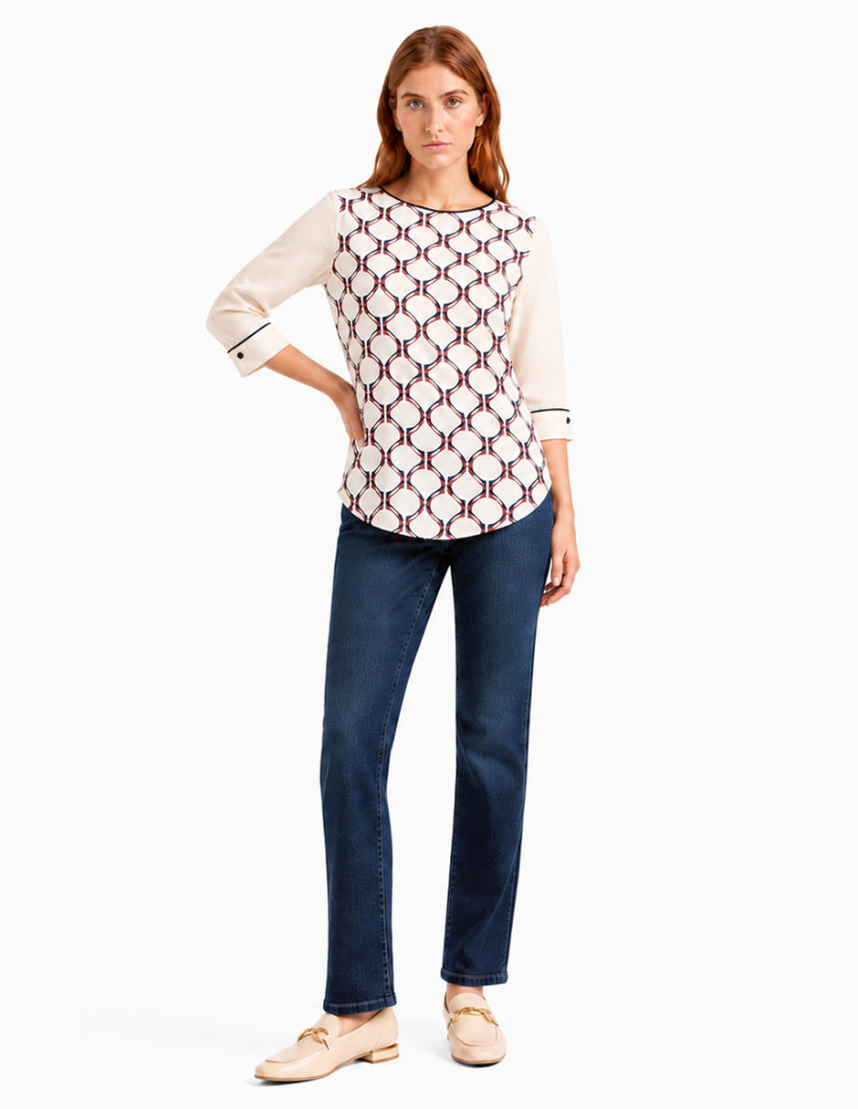 Blusa Beige Combinada Esenciales