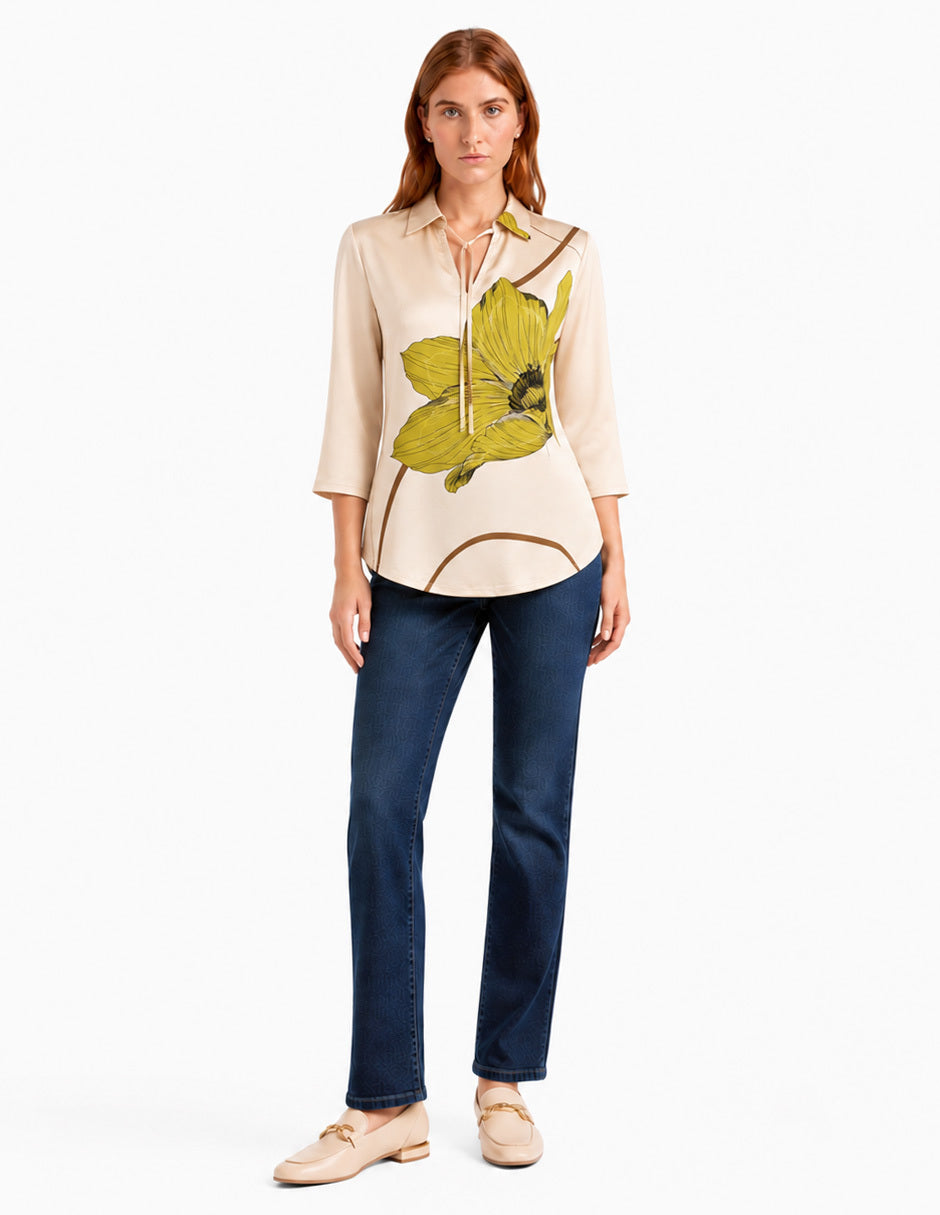 Blusa Beige Estampada Esenciales