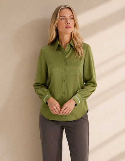 Blusa Satinada Verde Rosaura
