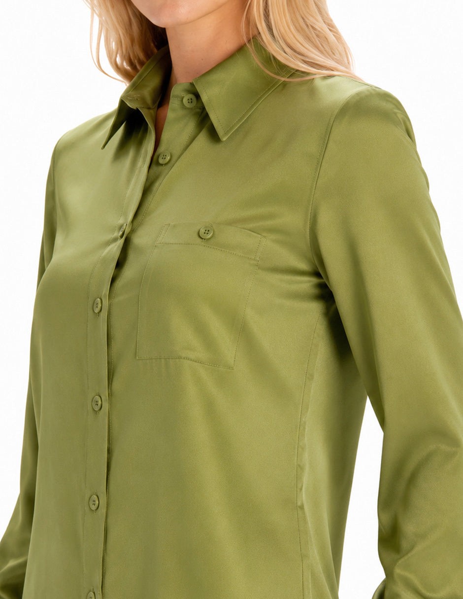 Blusa Satinada Verde Rosaura