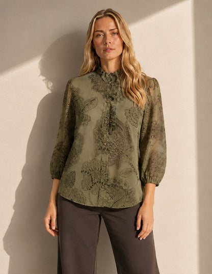 Blusa Estampada Verde Rosaura