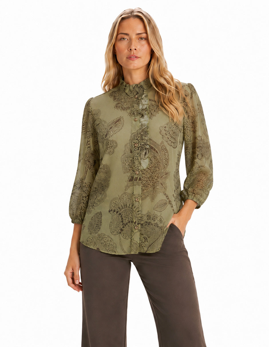 Blusa Estampada Verde Rosaura