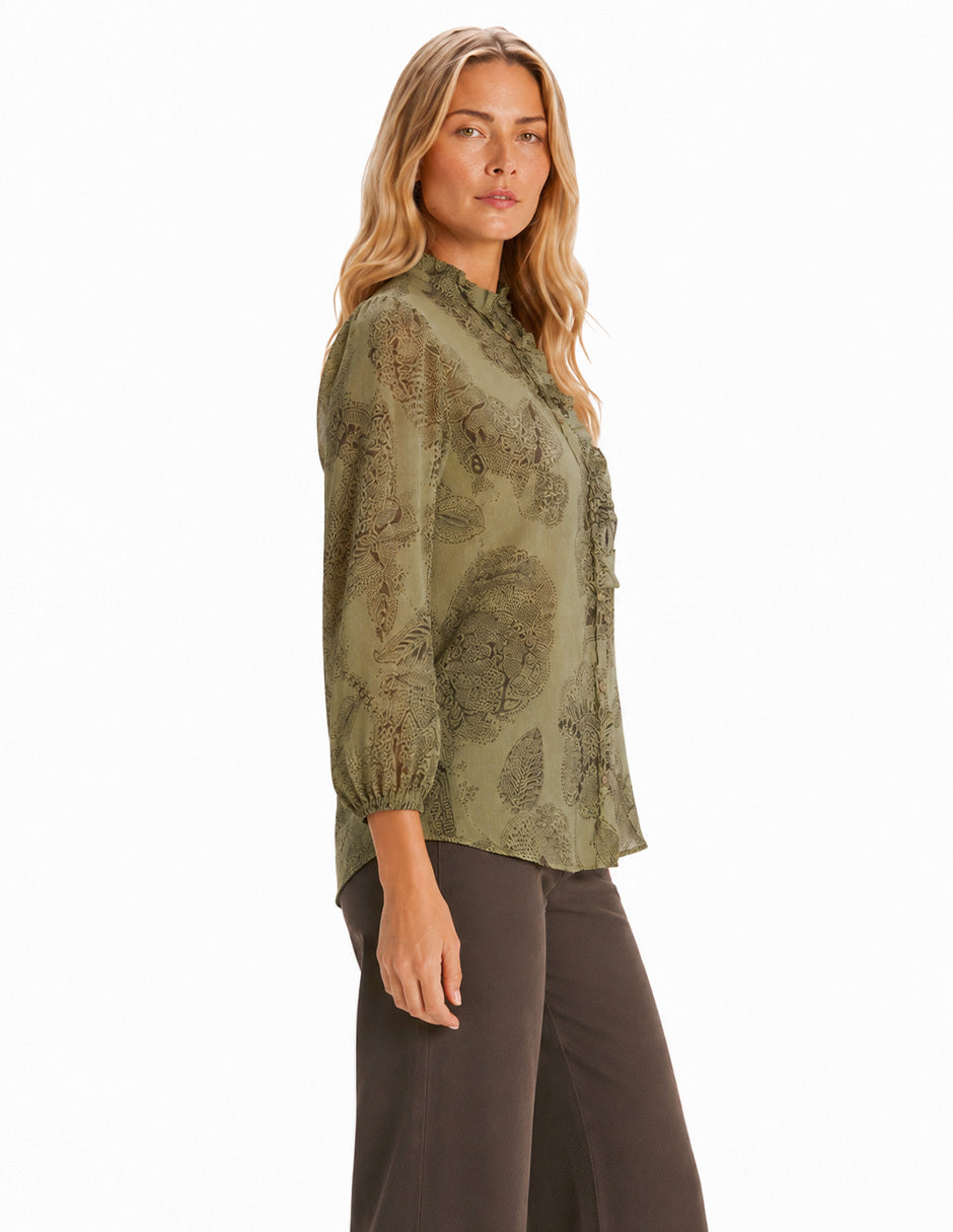 Blusa Estampada Verde Rosaura