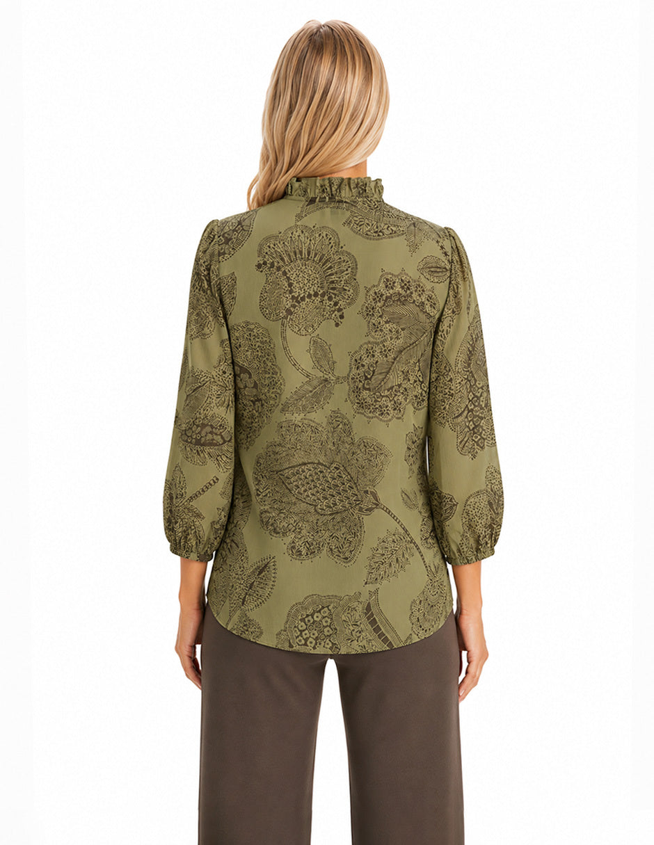 Blusa Estampada Verde Rosaura