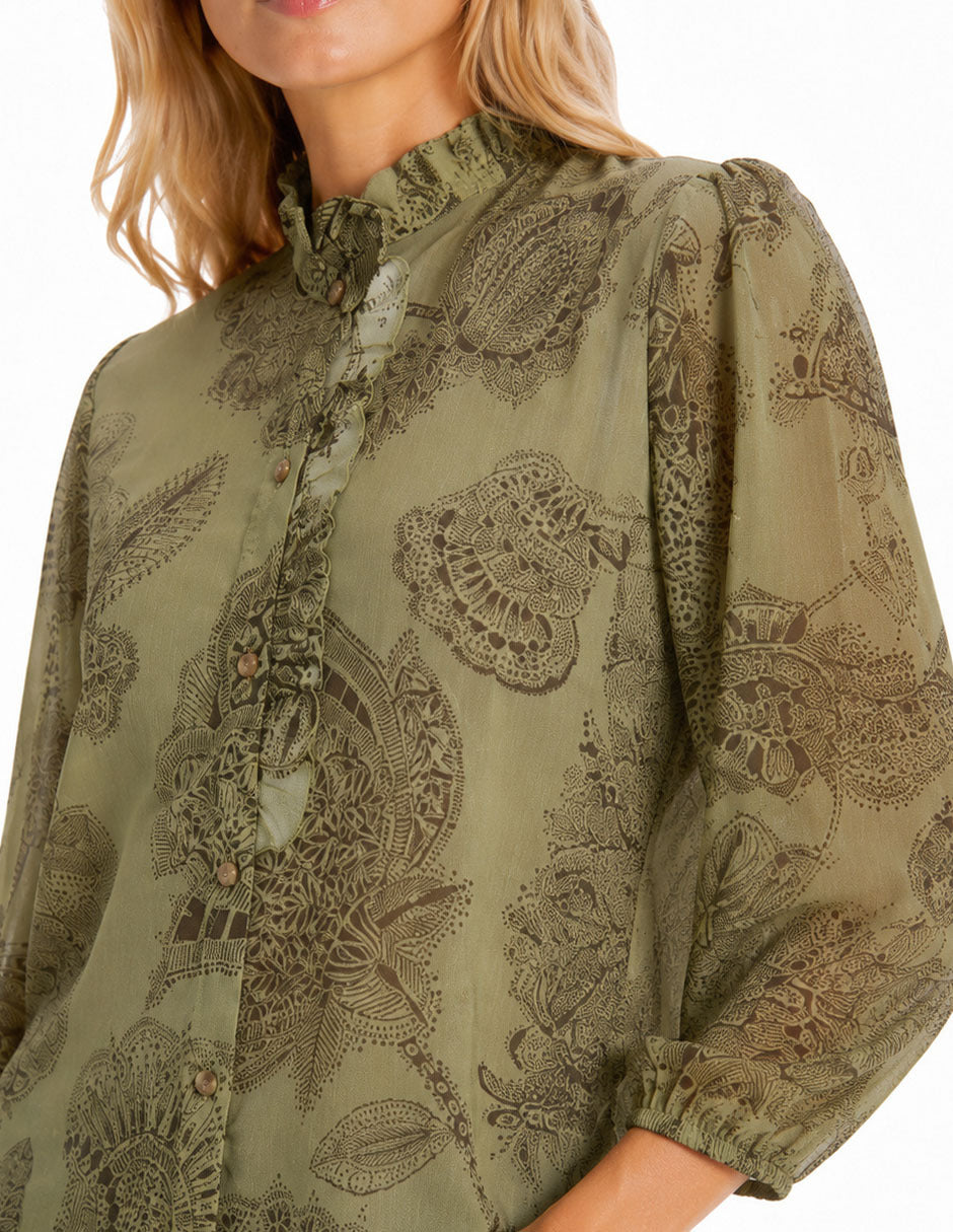 Blusa Estampada Verde Rosaura