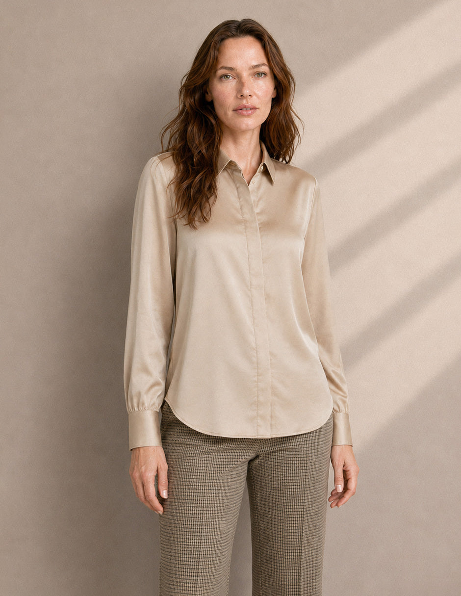 Blusa Camisera Beige Harriet