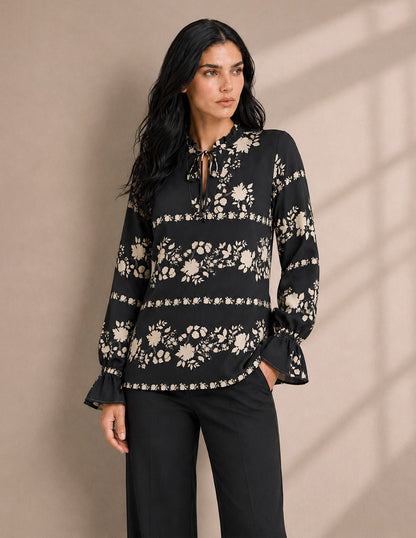 Blusa Negro Estampada Elea