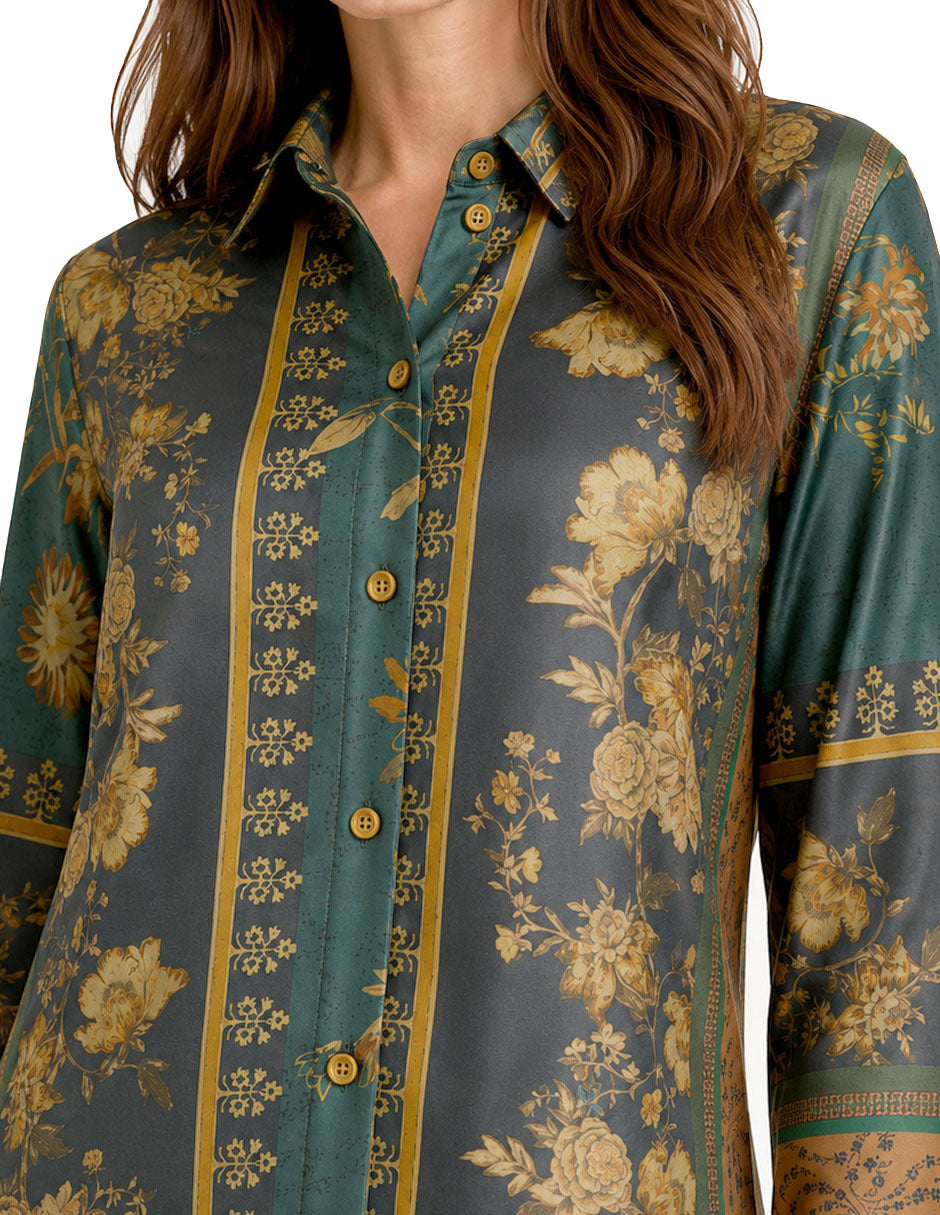Blusa Verde Estampada Celia