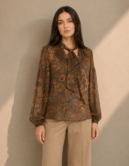 Blusa Café Estampada Andreina