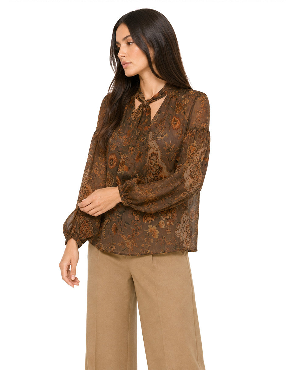 Blusa Café Estampada Andreina