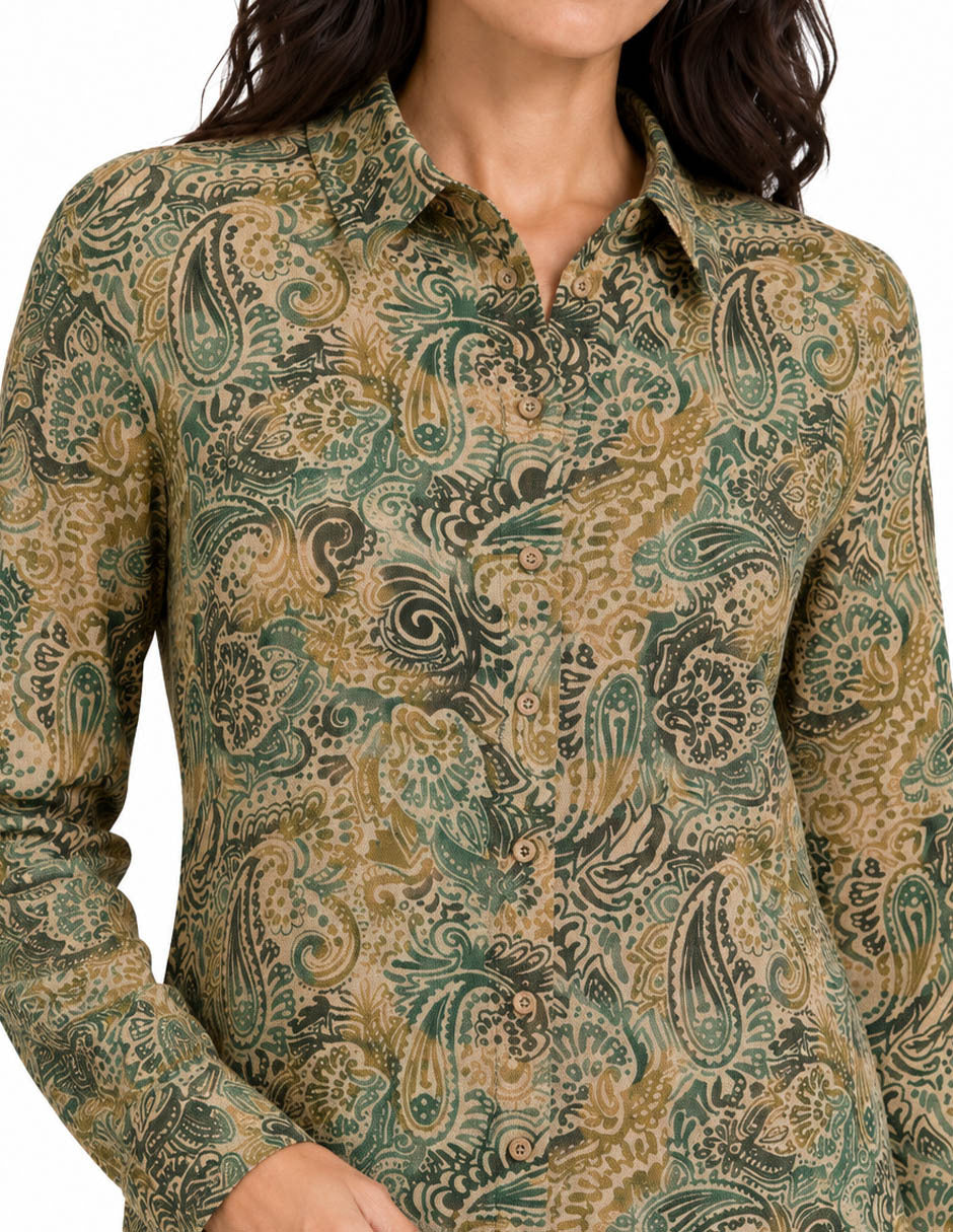 Blusa Verde Estampada Solagne