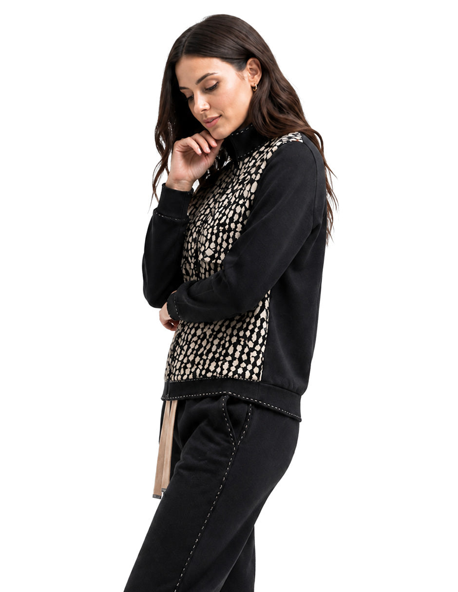 Sudadera Negra Combinada Comfort