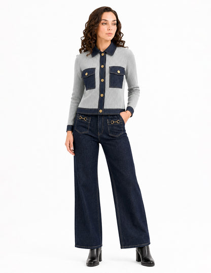 Chamarra Gris Tejida Comfort