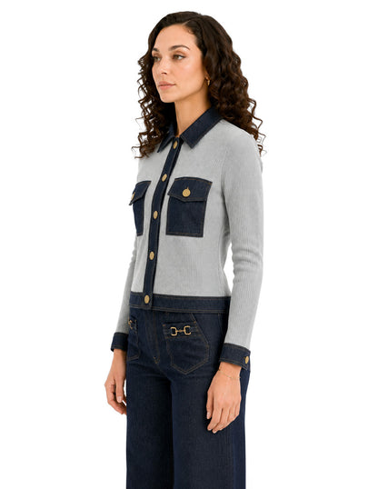 Chamarra Gris Tejida Comfort