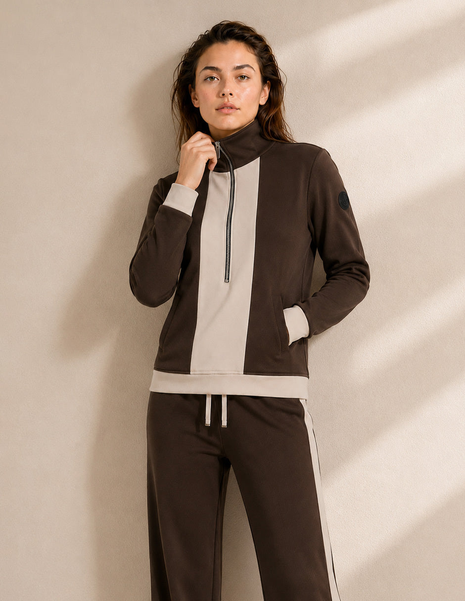 Sudadera Café Combinada Comfort