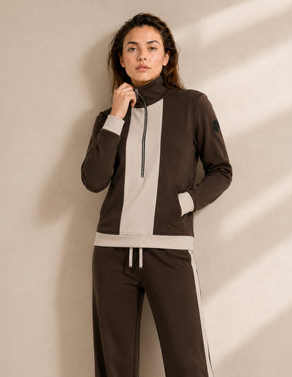 Sudadera Café Combinada Comfort