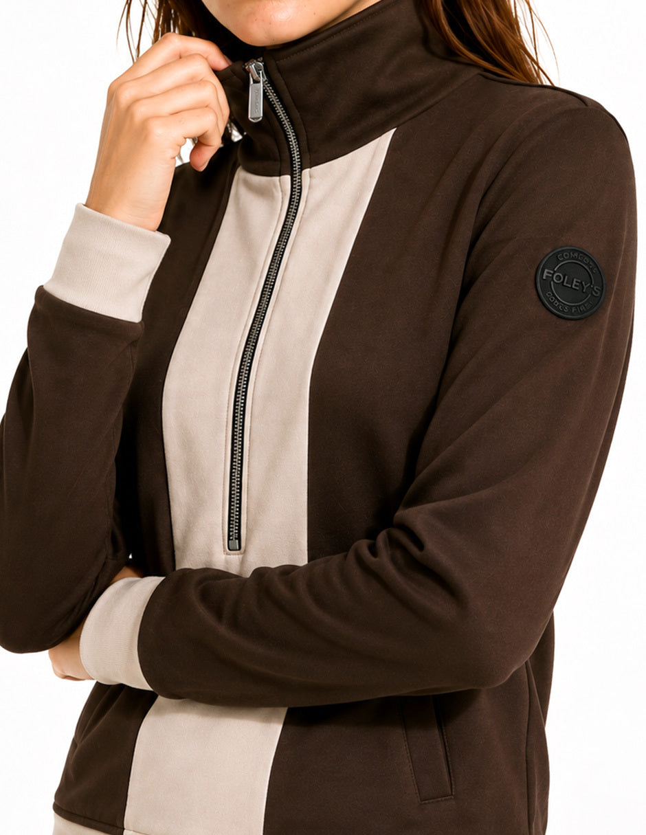 Sudadera Café Combinada Comfort