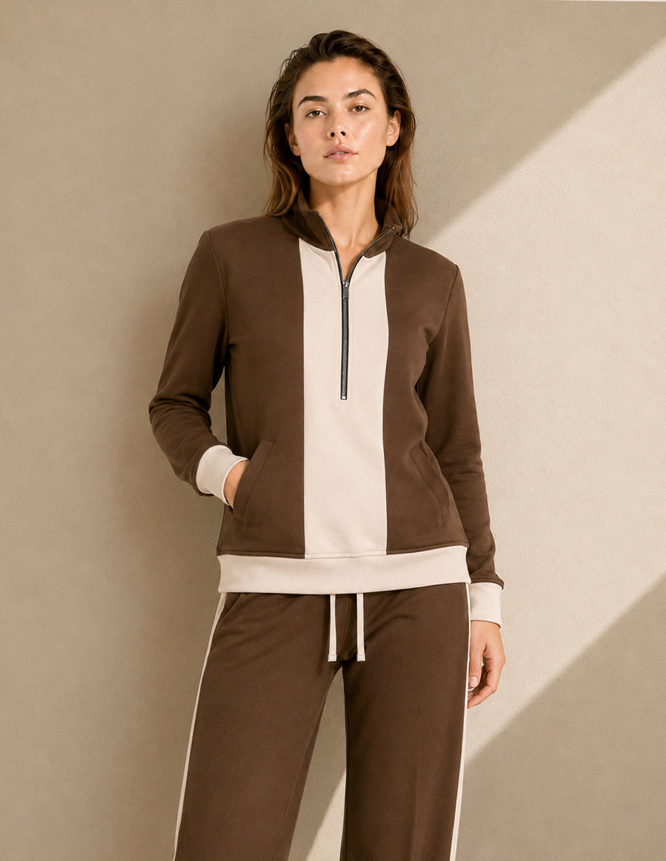 Sudadera Café Combinada Comfort