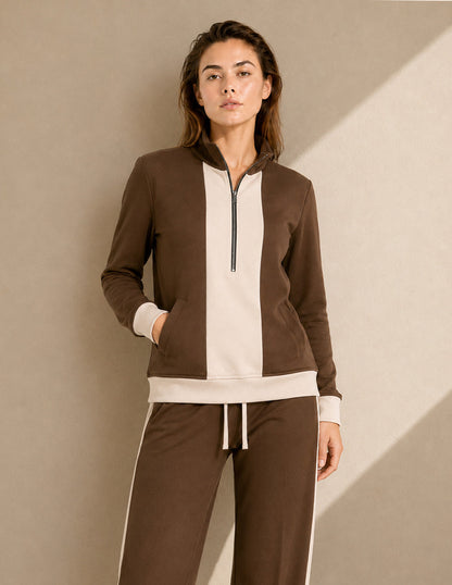 Sudadera Café Combinada Comfort