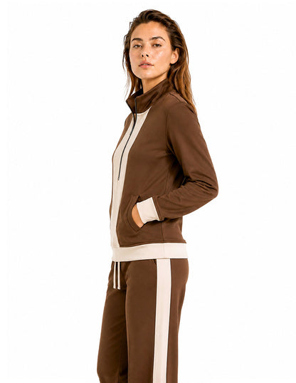Sudadera Café Combinada Comfort