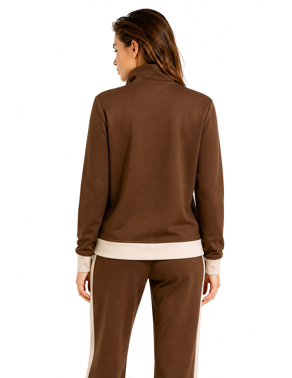 Sudadera Café Combinada Comfort
