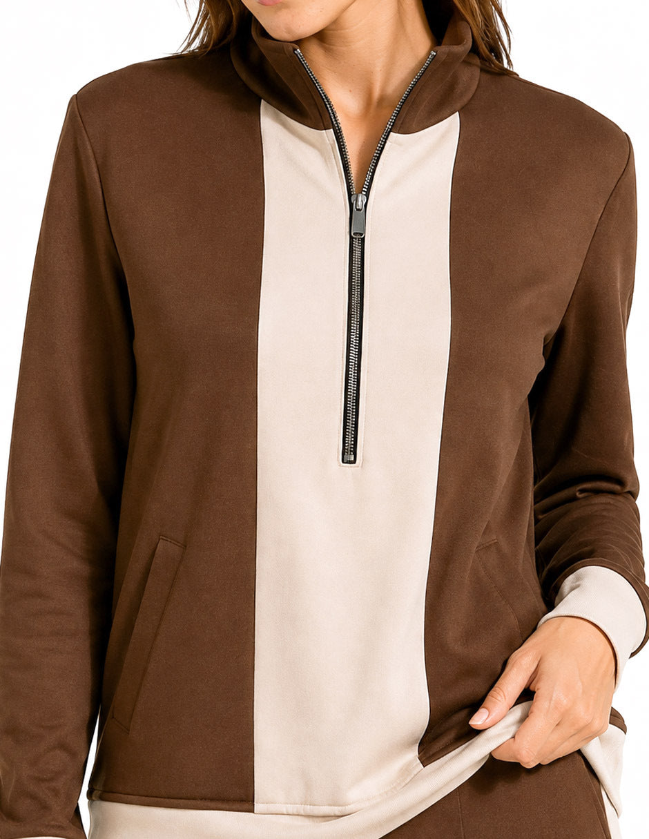 Sudadera Café Combinada Comfort