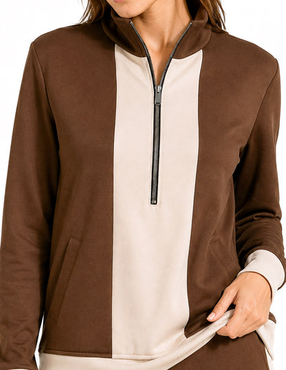 Sudadera Café Combinada Comfort