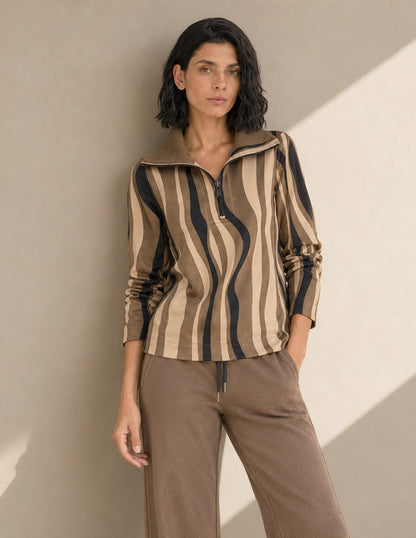 Sudadera Beige Estampada Comfort