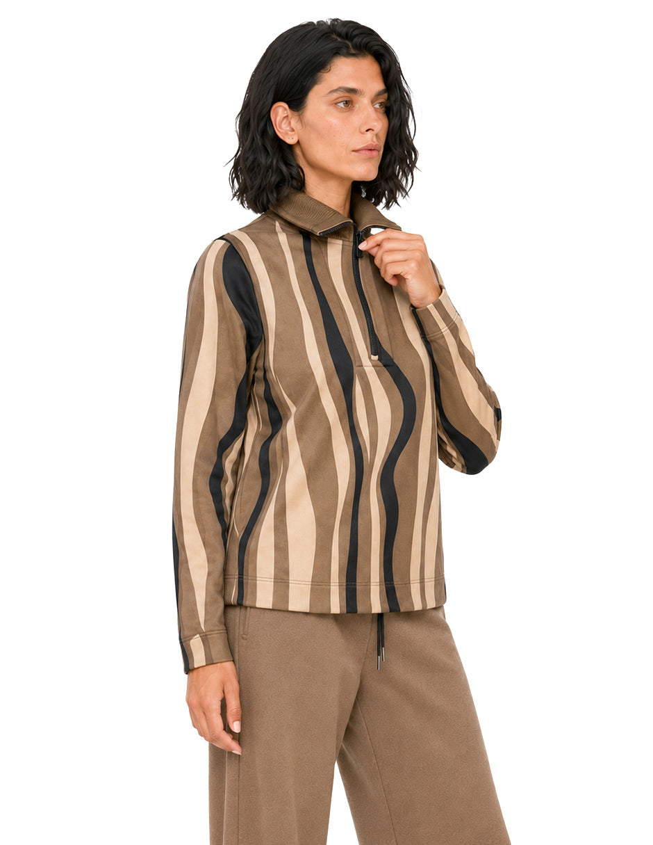 Sudadera Beige Estampada Comfort