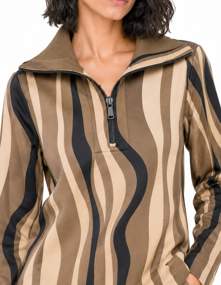 Sudadera Beige Estampada Comfort