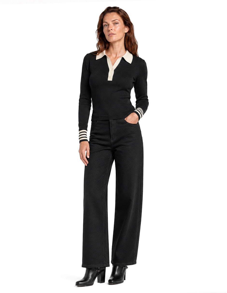 Suéter Combinado Negro Esenciales