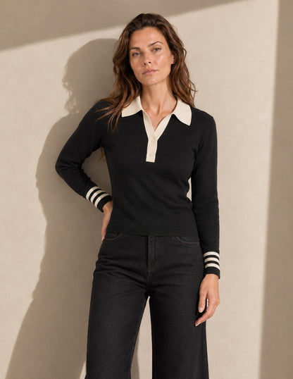 Suéter Combinado Negro Esenciales